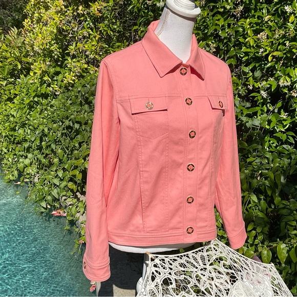 St John Sz S Flamingo 🦩 Pink dress Jacket SJ logo buttons day evening couture - Picture 4 of 7